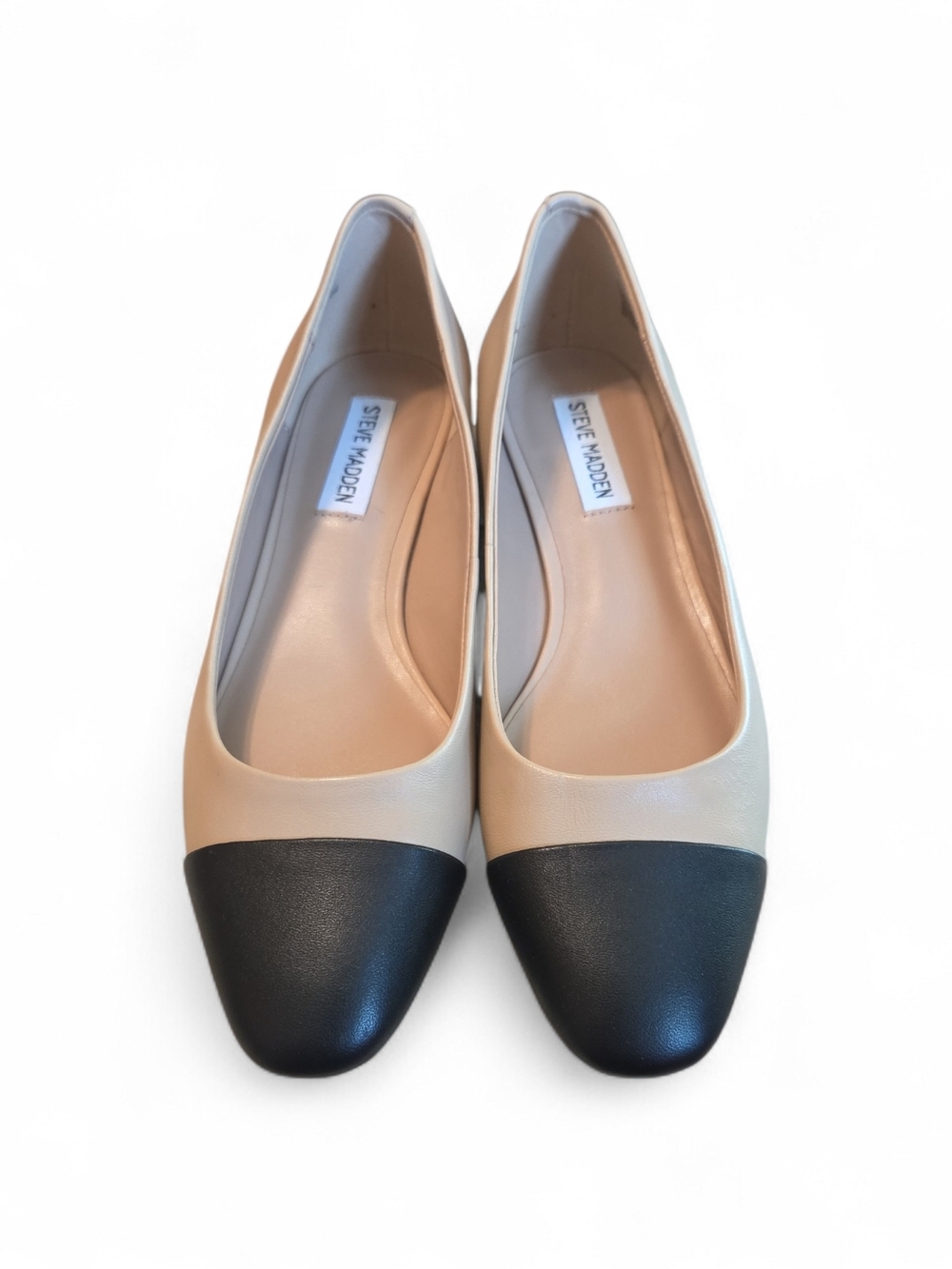 NWT Steve Madden Blair Two-Tone Cap-Toe Ballet Flats in Black & Nude Size 8.5 - Picture 2 of 8